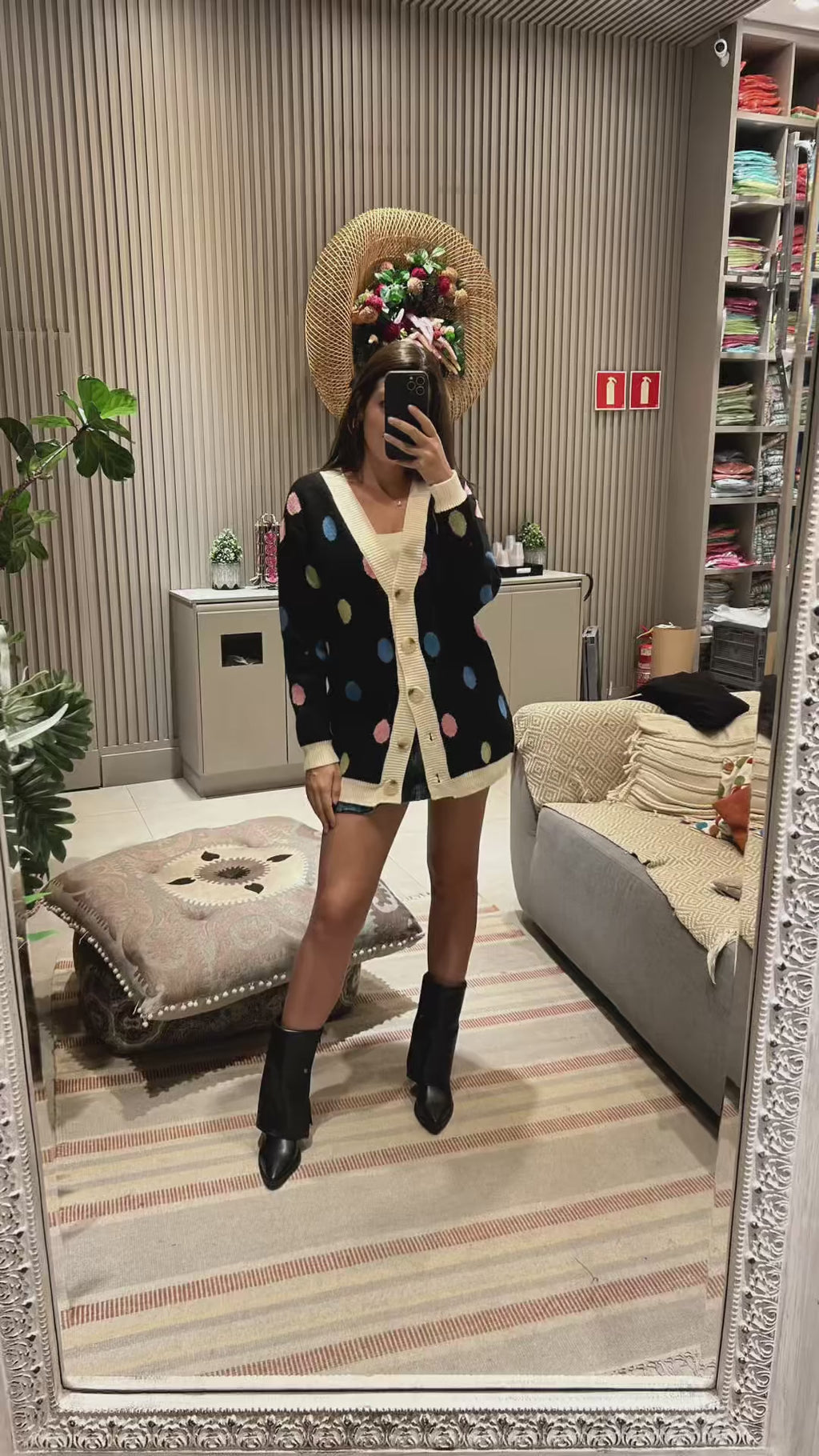 Colourful Polka Dot Knitted Cardigan