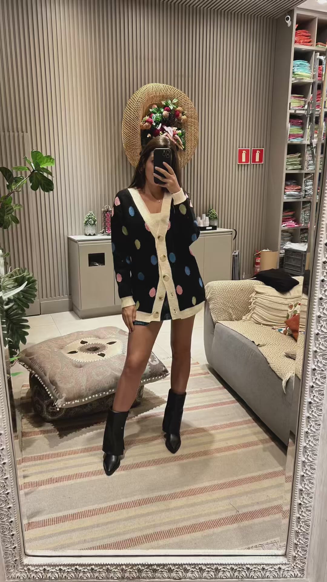 Colourful Polka Dot Knitted Cardigan