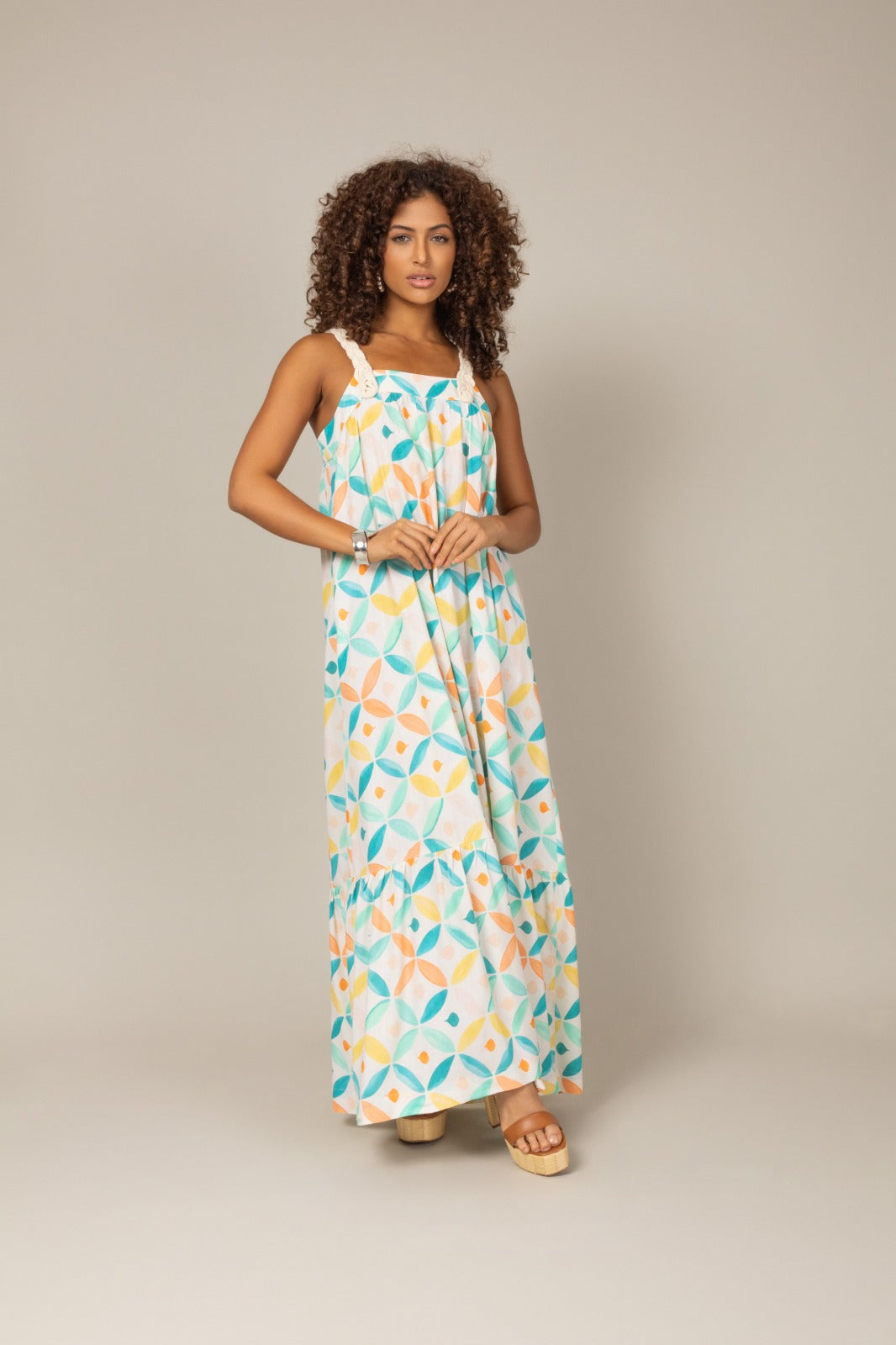 Happy Print Maxi Dress