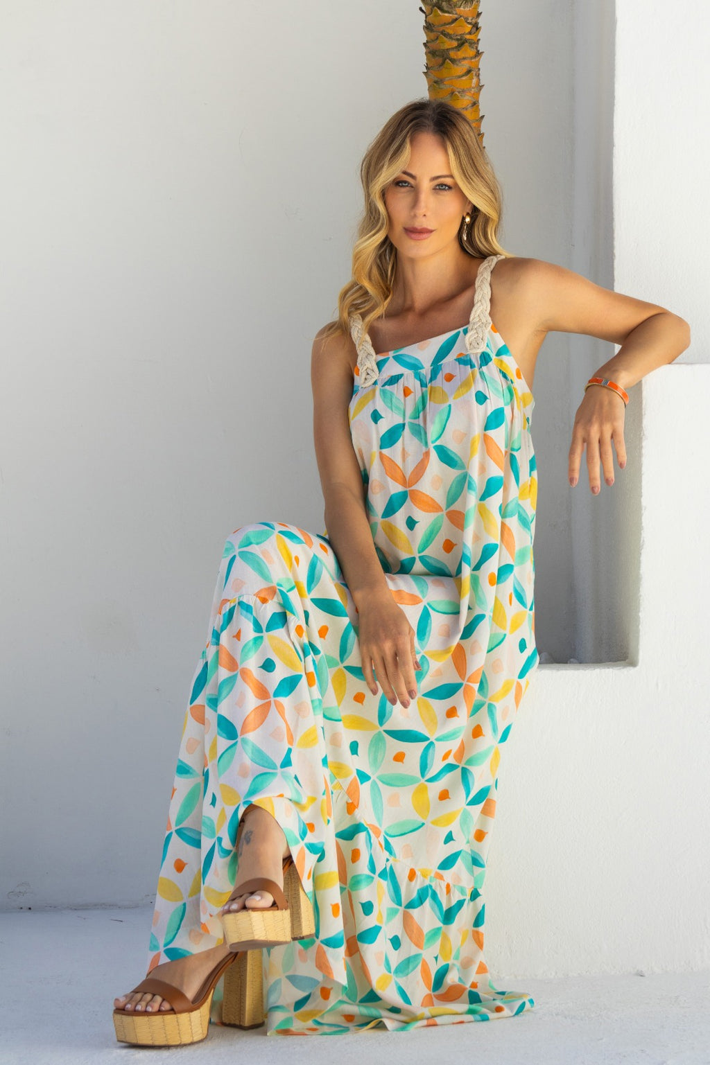 Happy Print Maxi Dress