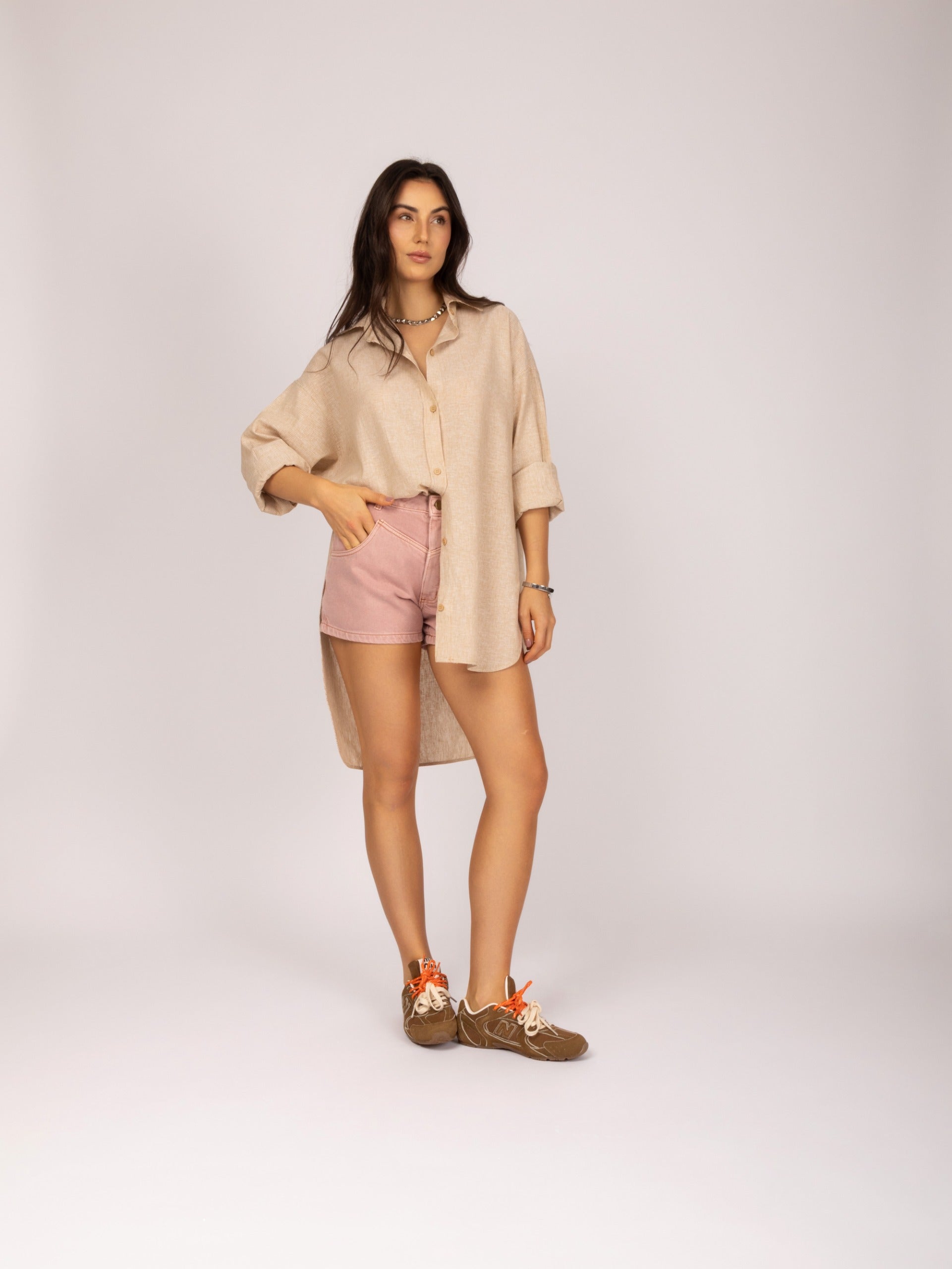 Oversized Longline Linen Shirt