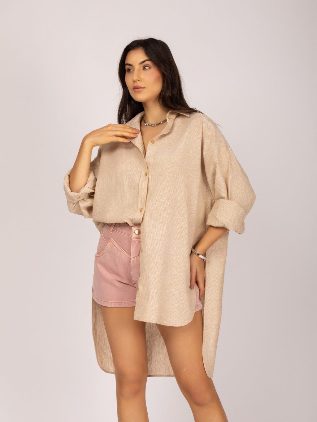 Oversized Longline Linen Shirt